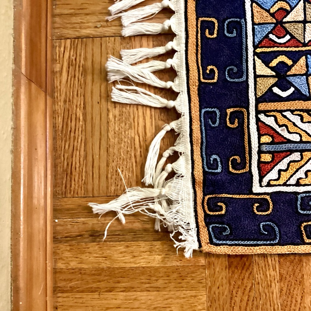 Small Decorative Rug w/ Tassels - Picture 4 of 5
